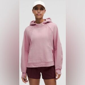 Scuba Oversized Side-Slit Hoodie - Rose Blush